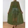 imageBsubseach Kimonos for Women Lace Sexy Swimsuit Cover Ups Open Front Beach Robe Summer CardiganDarmy Green