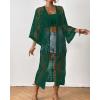 imageBsubseach Kimonos for Women Lace Sexy Swimsuit Cover Ups Open Front Beach Robe Summer CardiganDdark Green