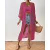 imageBsubseach Kimonos for Women Lace Sexy Swimsuit Cover Ups Open Front Beach Robe Summer CardiganDdark Rose
