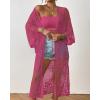 imageBsubseach Kimonos for Women Lace Sexy Swimsuit Cover Ups Open Front Beach Robe Summer CardiganDdark Rose