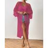 imageBsubseach Kimonos for Women Lace Sexy Swimsuit Cover Ups Open Front Beach Robe Summer CardiganDdark Rose