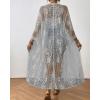 imageBsubseach Kimonos for Women Lace Sexy Swimsuit Cover Ups Open Front Beach Robe Summer CardiganDgrey