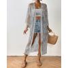 imageBsubseach Kimonos for Women Lace Sexy Swimsuit Cover Ups Open Front Beach Robe Summer CardiganDgrey
