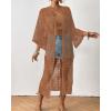 imageBsubseach Kimonos for Women Lace Sexy Swimsuit Cover Ups Open Front Beach Robe Summer CardiganDkhaki