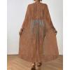 imageBsubseach Kimonos for Women Lace Sexy Swimsuit Cover Ups Open Front Beach Robe Summer CardiganDkhaki