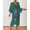 imageBsubseach Kimonos for Women Lace Sexy Swimsuit Cover Ups Open Front Beach Robe Summer CardiganDpeacock Blue