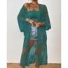imageBsubseach Kimonos for Women Lace Sexy Swimsuit Cover Ups Open Front Beach Robe Summer CardiganDpeacock Blue