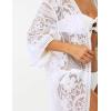 imageBsubseach Kimonos for Women Lace Sexy Swimsuit Cover Ups Open Front Beach Robe Summer CardiganDwhite