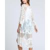 imageBsubseach Lace Kimonos for Women 2025 Beach Mesh Duster Cardigan Open Front Swimsuit Cover UpsAwhite