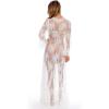 imageBsubseach Lace Long Sleeve Beach Kimono Cover Up for Women Bikini Swimsuit Cover Ups Swimwear CardiganWhite