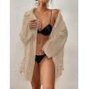imageBsubseach Linen Bathing Suit Cover Up Shirt Women Button Down Beach Cover Ups Split Tie Swimsuit Coverup BlouseApricot
