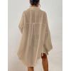 imageBsubseach Linen Bathing Suit Cover Up Shirt Women Button Down Beach Cover Ups Split Tie Swimsuit Coverup BlouseApricot
