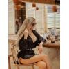 imageBsubseach Linen Bathing Suit Cover Up Shirt Women Button Down Beach Cover Ups Split Tie Swimsuit Coverup BlousePblack