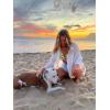 imageBsubseach Linen Bathing Suit Cover Up Shirt Women Button Down Beach Cover Ups Split Tie Swimsuit Coverup BlousePwhite