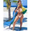 imageBsubseach Plus Size Women Chiffon Beach Bikini Cover Up Colorful Splicing Kimono CardiganBlue