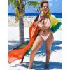 imageBsubseach Plus Size Women Chiffon Beach Bikini Cover Up Colorful Splicing Kimono CardiganBright Orange