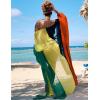 imageBsubseach Plus Size Women Chiffon Beach Bikini Cover Up Colorful Splicing Kimono CardiganBright Orange