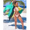 imageBsubseach Plus Size Women Chiffon Beach Bikini Cover Up Colorful Splicing Kimono CardiganGreen