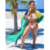 imageBsubseach Plus Size Women Chiffon Beach Bikini Cover Up Colorful Splicing Kimono CardiganGreen