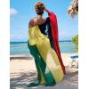 imageBsubseach Plus Size Women Chiffon Beach Bikini Cover Up Colorful Splicing Kimono CardiganMulticolor 2