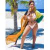 imageBsubseach Plus Size Women Chiffon Beach Bikini Cover Up Colorful Splicing Kimono CardiganOrange
