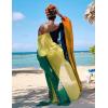 imageBsubseach Plus Size Women Chiffon Beach Bikini Cover Up Colorful Splicing Kimono CardiganOrange