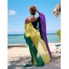 imageBsubseach Plus Size Women Chiffon Beach Bikini Cover Up Colorful Splicing Kimono CardiganPurple