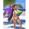 imageBsubseach Plus Size Women Chiffon Beach Bikini Cover Up Colorful Splicing Kimono CardiganPurple