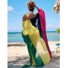 imageBsubseach Plus Size Women Chiffon Beach Bikini Cover Up Colorful Splicing Kimono CardiganRose