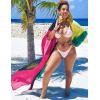 imageBsubseach Plus Size Women Chiffon Beach Bikini Cover Up Colorful Splicing Kimono CardiganRose