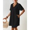 imageBsubseach Shirt Swimsuit Coverup for Women Short Sleeve Bathing Suit Cover Up V Neck Beach Dress Summer Outfit Resort WearBlack