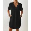 imageBsubseach Shirt Swimsuit Coverup for Women Short Sleeve Bathing Suit Cover Up V Neck Beach Dress Summer Outfit Resort WearBlack