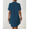 imageBsubseach Shirt Swimsuit Coverup for Women Short Sleeve Bathing Suit Cover Up V Neck Beach Dress Summer Outfit Resort WearNavy Blue
