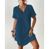 imageBsubseach Shirt Swimsuit Coverup for Women Short Sleeve Bathing Suit Cover Up V Neck Beach Dress Summer Outfit Resort WearNavy Blue