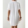 imageBsubseach Shirt Swimsuit Coverup for Women Short Sleeve Bathing Suit Cover Up V Neck Beach Dress Summer Outfit Resort WearWhite
