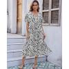 imageBsubseach Swimsuit Cover Up for Women Deep V Neck Short Sleeve Beach Dress Zebra Print Side High Slit Kaftan Summer BeachwearApricot