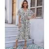 imageBsubseach Swimsuit Cover Up for Women Deep V Neck Short Sleeve Beach Dress Zebra Print Side High Slit Kaftan Summer BeachwearApricot