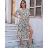 imageBsubseach Swimsuit Cover Up for Women Deep V Neck Short Sleeve Beach Dress Zebra Print Side High Slit Kaftan Summer BeachwearApricot