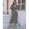 imageBsubseach Swimsuit Cover Up for Women Deep V Neck Short Sleeve Beach Dress Zebra Print Side High Slit Kaftan Summer BeachwearBlack