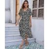 imageBsubseach Swimsuit Cover Up for Women Deep V Neck Short Sleeve Beach Dress Zebra Print Side High Slit Kaftan Summer BeachwearBlack