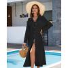 imageBsubseach Swimsuit Cover Ups for Women Long Sleeve Shirt Cover Up Dress Beach Vacation Clothes Sundresses Resort WearBlack