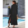 imageBsubseach Swimsuit Cover Ups for Women Long Sleeve Shirt Cover Up Dress Beach Vacation Clothes Sundresses Resort WearBlack