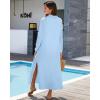 imageBsubseach Swimsuit Cover Ups for Women Long Sleeve Shirt Cover Up Dress Beach Vacation Clothes Sundresses Resort WearSky Blue