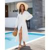 imageBsubseach Swimsuit Cover Ups for Women Long Sleeve Shirt Cover Up Dress Beach Vacation Clothes Sundresses Resort WearWhite
