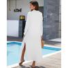 imageBsubseach Swimsuit Cover Ups for Women Long Sleeve Shirt Cover Up Dress Beach Vacation Clothes Sundresses Resort WearWhite