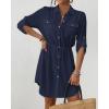 imageBsubseach Swimsuit Coverup Shirt Dress Beach Vacation Clothes for Women Button Down Cover Ups Resort WearNavy Blue