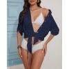 imageBsubseach Swimsuit Coverup Shirt Dress Beach Vacation Clothes for Women Button Down Cover Ups Resort WearNavy Blue