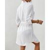 imageBsubseach Swimsuit Coverup Shirt Dress Beach Vacation Clothes for Women Button Down Cover Ups Resort WearWhite