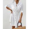 imageBsubseach Swimsuit Coverup Shirt Dress Beach Vacation Clothes for Women Button Down Cover Ups Resort WearWhite