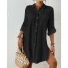 imageBsubseach Swimsuit Coverup for Women 2025 Button Down Linen Beach Shirt Dress Bathing Suit Cover Ups Cruise OutfitsBlack